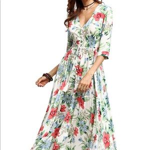 Floral button up maxi dress